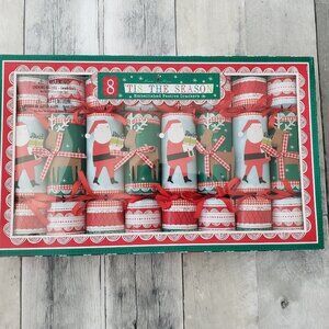 NWT Meri Meri Santa & Reindeer 8 Embellished Festive Holiday Christmas Crackers